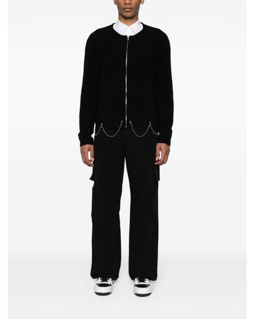Random Identities Black Chain-Detail Brushed Cardigan