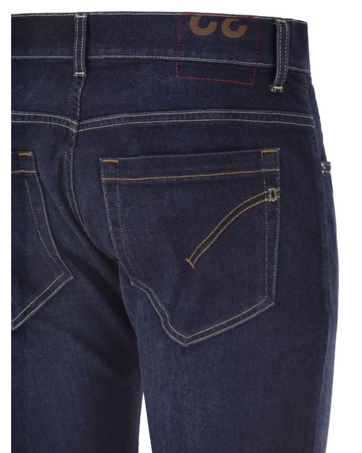 Dondup Blue George Skinny Fit Stretch Denim Jeans With Contrast Stitching