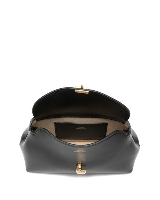 Totême Black T-Lock Mini Leather Clutch