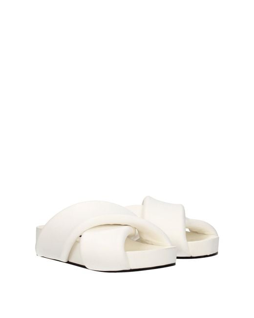 Jil Sander White Slippers And Clogs For Leather/Optical