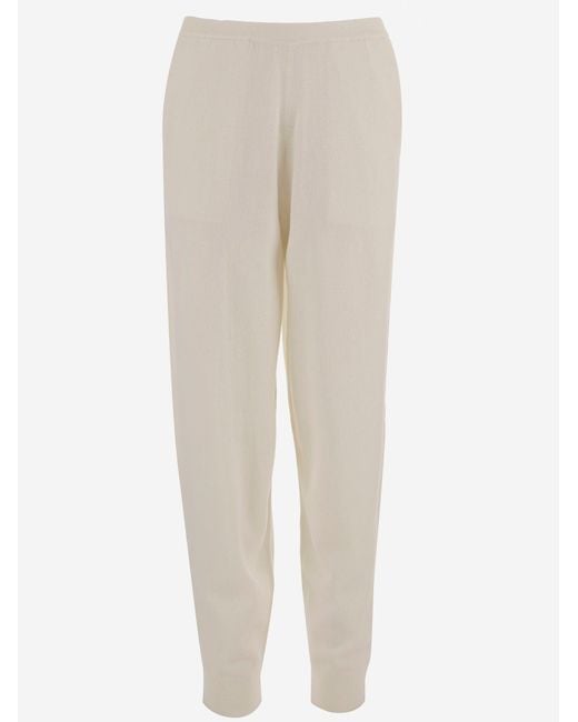 Allude White Wool And Cashmere Pants