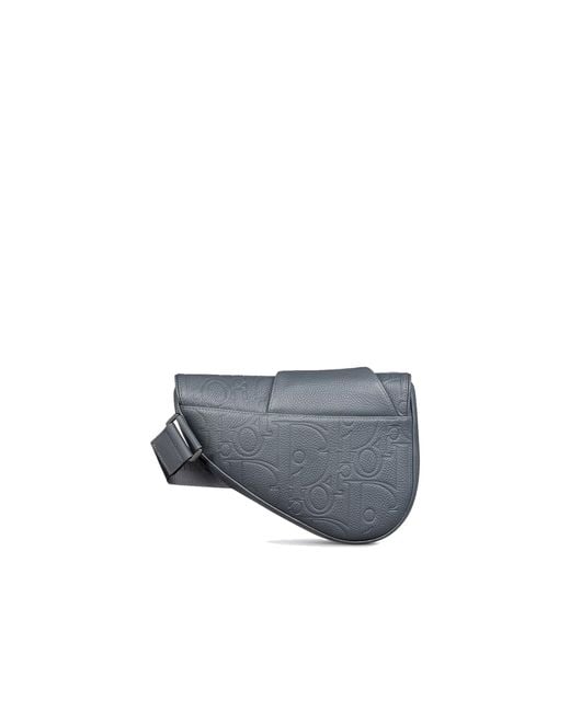 Dior Gray Leather Saddle Bag for men