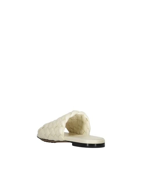 Bottega Veneta Natural White Lamb Leather Mules