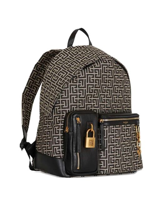 Mochila Pulse con monograma en jacquard Balmain de hombre de color Gray