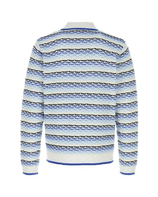 Casablanca Blue Embroidered Cotton Polo Shirt