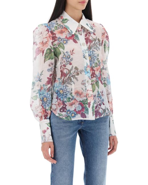 Camisa de matchmaker de en organza floral Zimmermann de color White