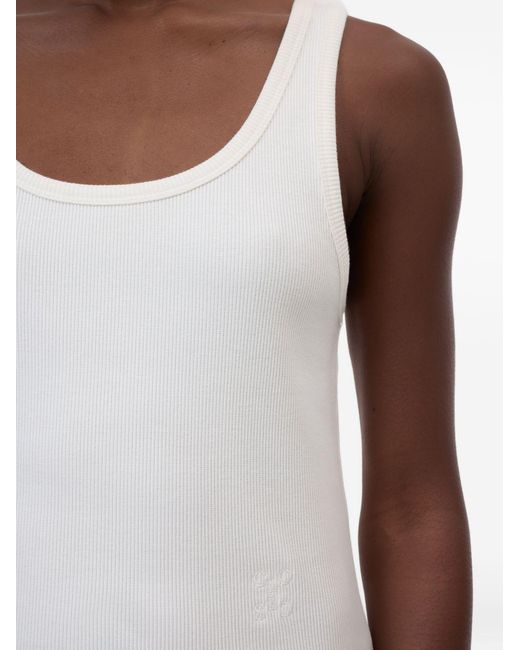 Closed Geribbelde Tanktop in het White