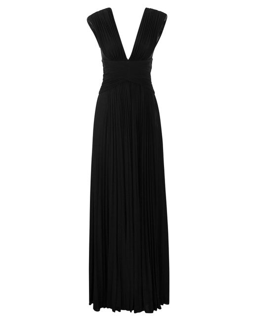 Elisabetta Franchi Rode Loper Lurex Jersey -jurk Met Ketting in het Black