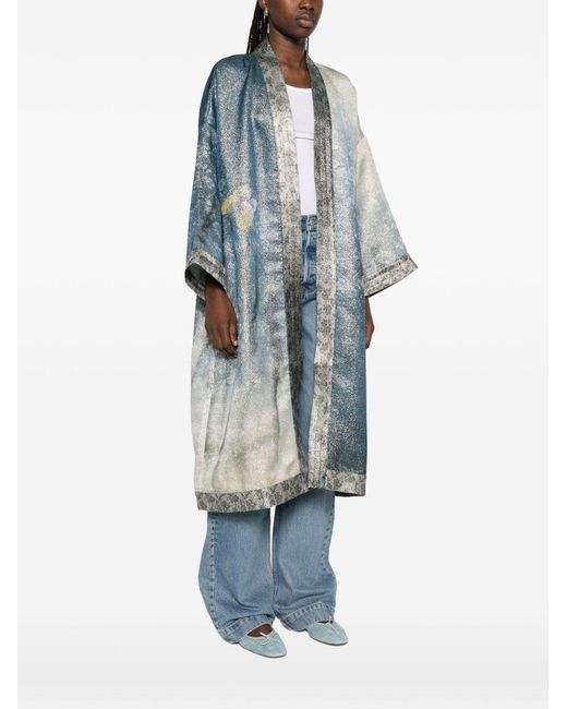 Pierre Louis Mascia Blue Printed Kimono Jacket