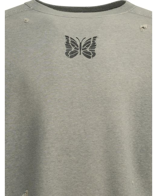Sweat-shirt à col rond « déconstruit » Needles en coloris Gray
