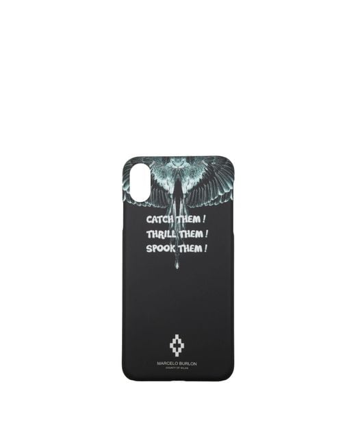 Marcelo Burlon Black Porta Iphone Iphone Xs Max Uomo Plastica Nero