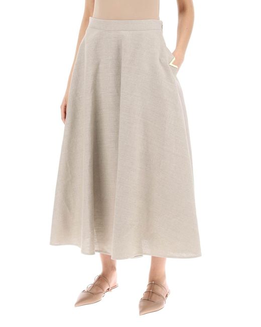 Falda de lona de lino para mujeres Valentino Garavani de color Natural