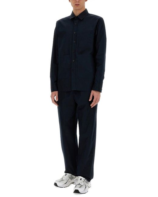 Aspesi Blue Structured Button-Up Shirt for men