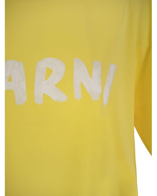 Marni Cotton Jersey T -shirt Met -print in het Yellow
