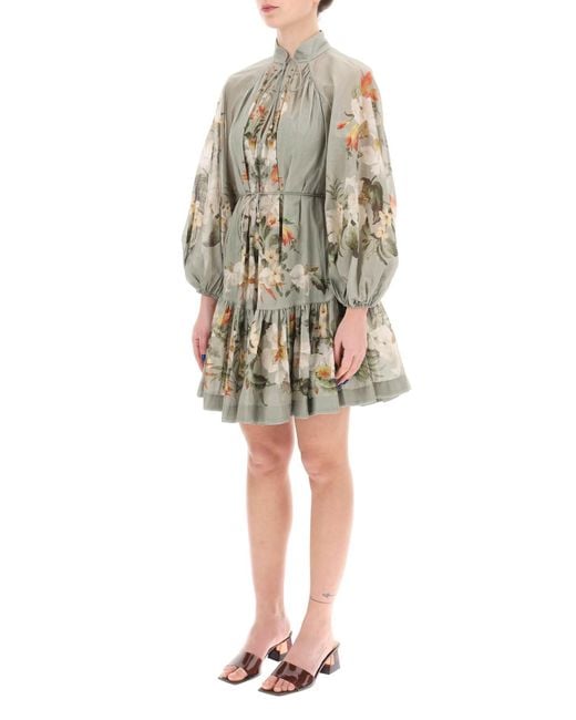 Zimmermann White Lexi Woglow Blumen -Mini -Kleid