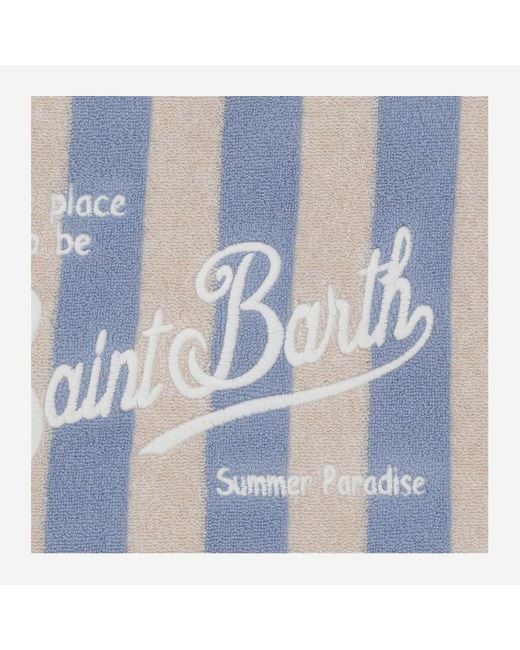 Mc2 Saint Barth Blue Fabric Clutch Bag With Logo