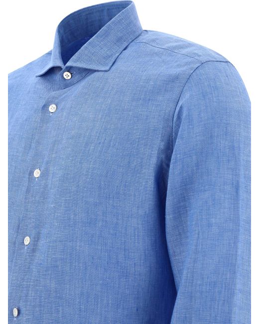 Borriello Blue Classic Linen Shirt for men