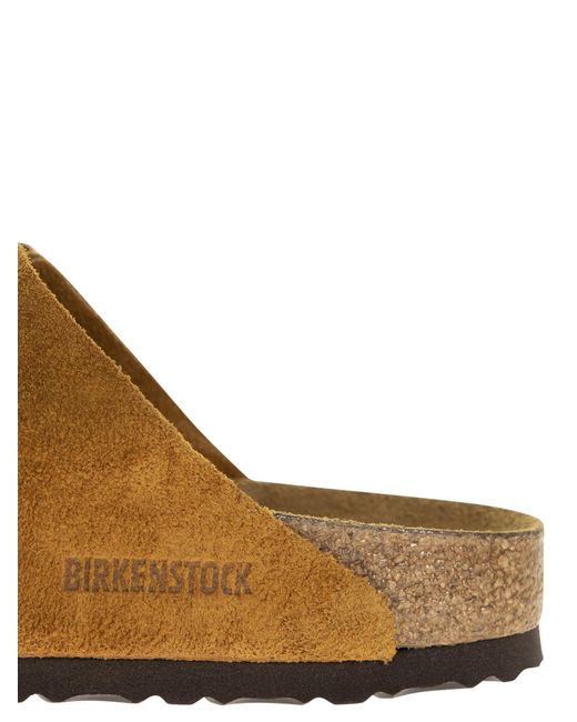 Arizona Suede en cuir slipper Birkenstock en coloris Brown