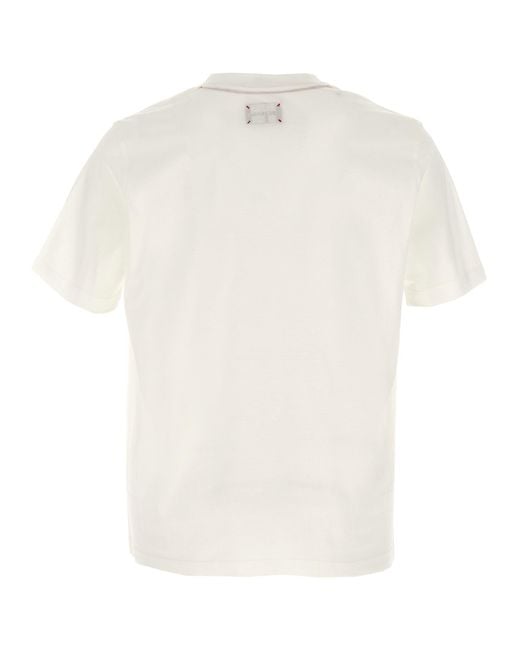 Kiton Logo Embroidery T Shirt in White | Lyst