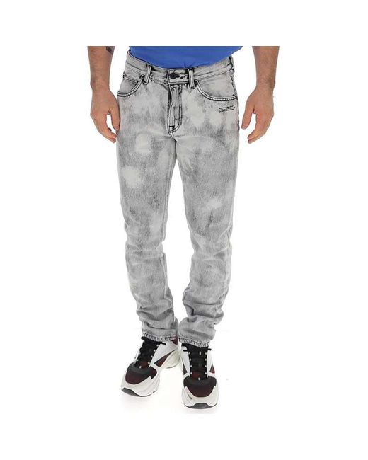 Cotton Denim Jeans Off-White c/o Virgil Abloh de hombre de color Gray