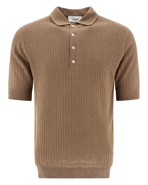Lardini Brown Ribbed Polo Shirt for men