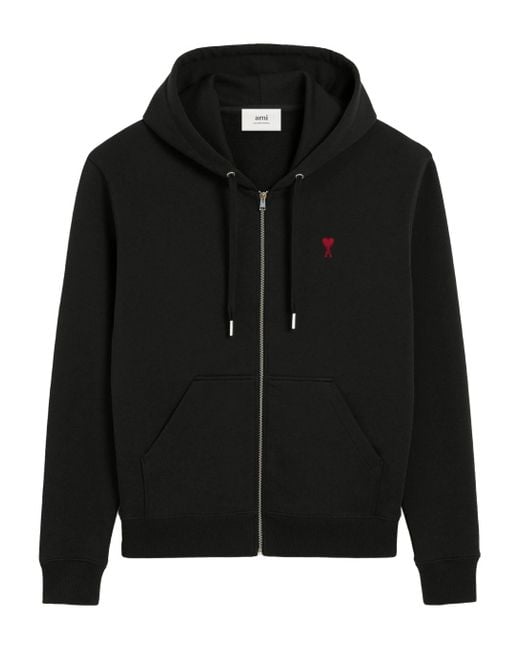 AMI Black Sweatshirt Ami De Coeur Hoodie for men