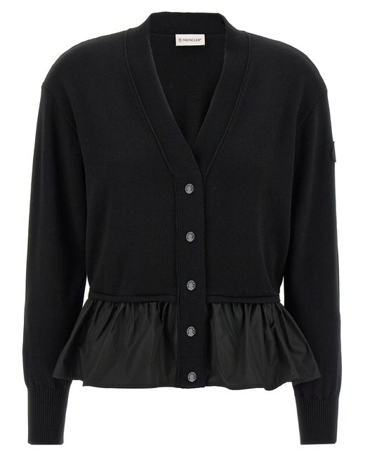 Moncler Black Peplos Cardigan