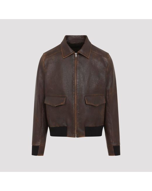 Prada Leren -jack in het Brown