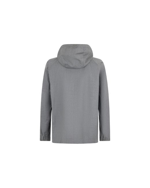 Herno Gray Wool Hooded Jacket