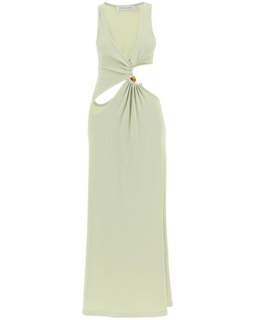 Mugler White Maxi gekräuseltes Netz Bustier Kleid