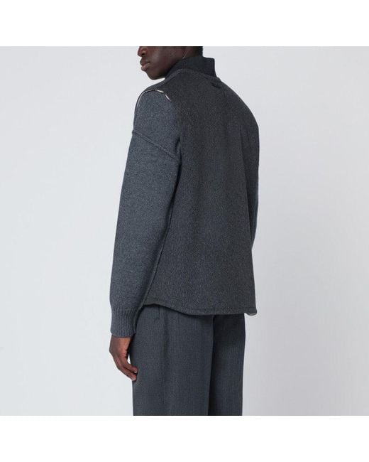 Lardini Blue Wool Zip Gilet for men