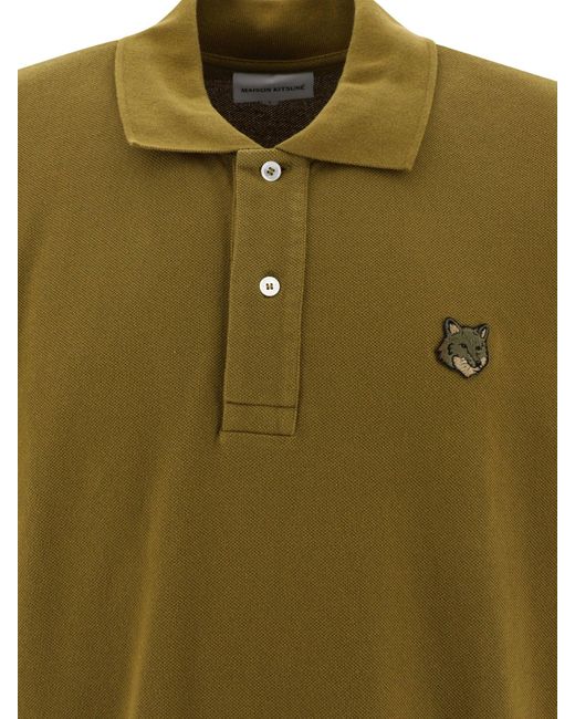 Maison Kitsuné Maison Kitsuné "tonal Fox Head" Polo Shirt in het Green voor heren