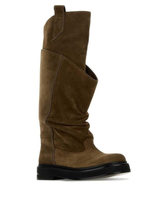 The Attico Brown Mud Suede Passeggiata Boots