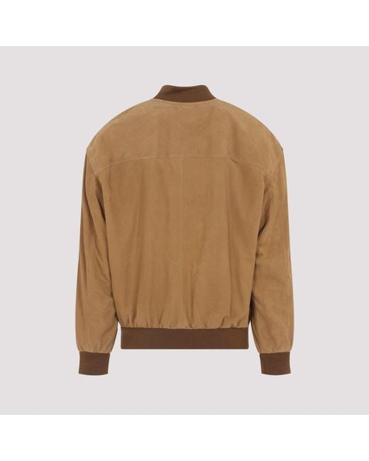 Saint Laurent Brown Solid Bomber Jacket for men