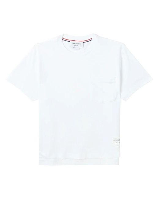 Thom Browne White Short Sleeve Boxy Fit Pocket Tee