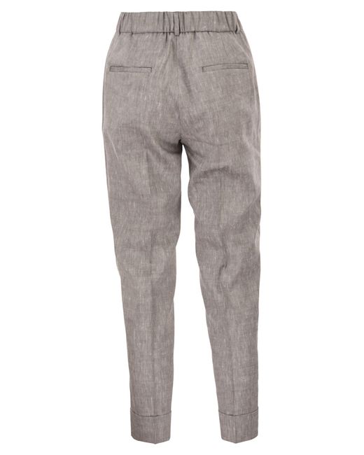 Peserico Gray Wool Blend Flannel Trousers