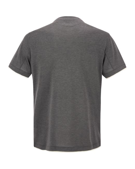Brunello Cucinelli Seide und Baumwoll -T -Shirt in Gray für Herren