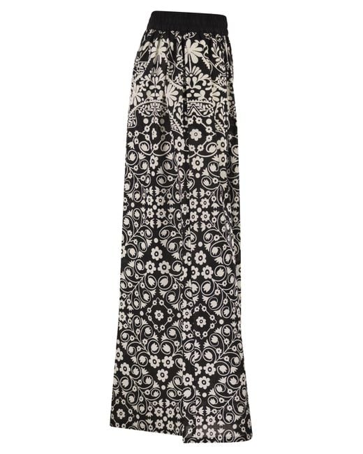 Weekend by Maxmara Gray Wkipalanca – Wide-Leg Printed Cotton Trousers
