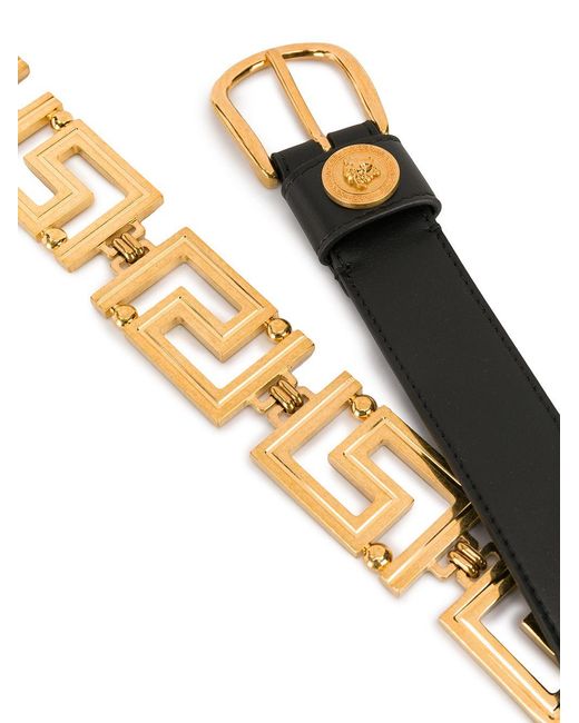 Versace Natural Belt With Greek Key Buckle