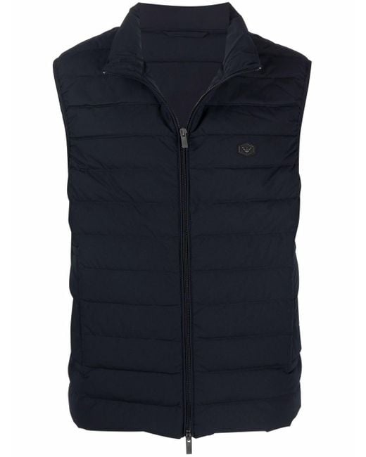 Emporio Armani Blue Daunenweste Mit Reißverschluss