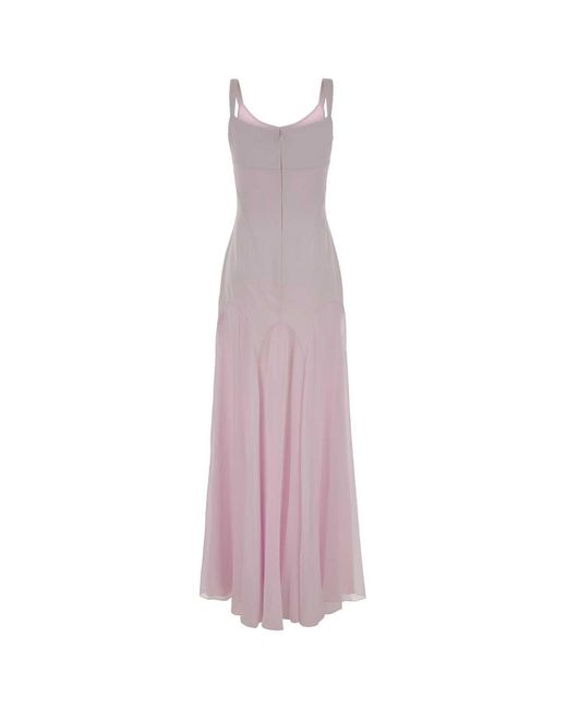 McQueen Pink Lilac Satin Long Dress