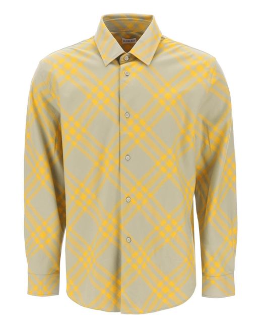 Burberry Flanellen Overhemd Met Ruitmotief in het Yellow voor heren