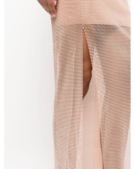 Santa Brands Pink Rhinestone-Embellished Sheer Maxi-Dress