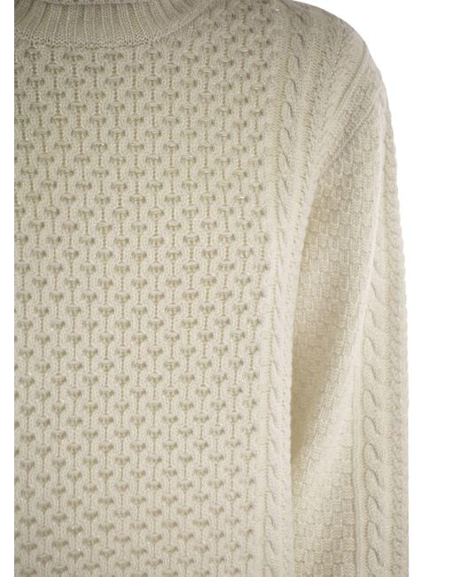 Fabiana Filippi White Turtleneck Jumper With Special Workmanship