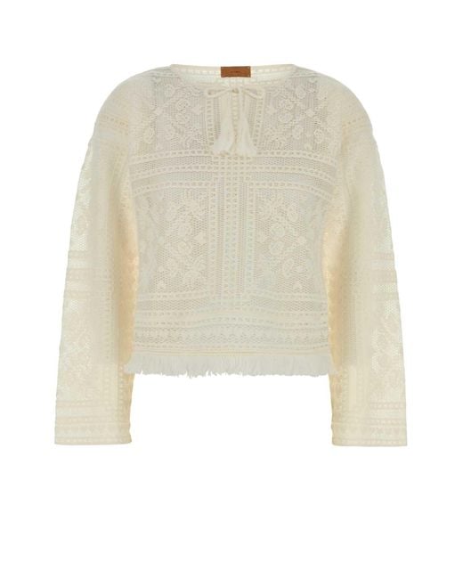 Alanui Natural Crochet Kiss By The Book Sweater
