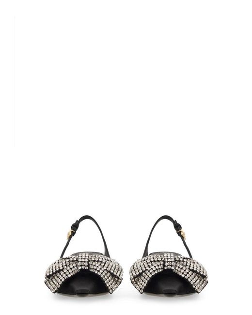 Dolce & Gabbana Black Satin Sling Back With Rhinestone Embroidery for men