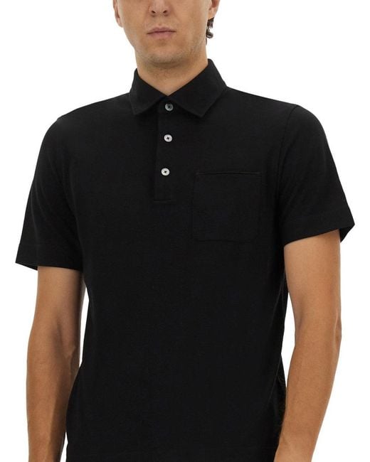 Zegna Black Shirt Collar Polo for men