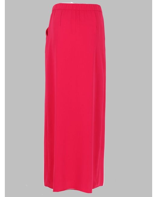 P.A.R.O.S.H. Pink Midi Skirt With High Waist And Fabric Tie Detail