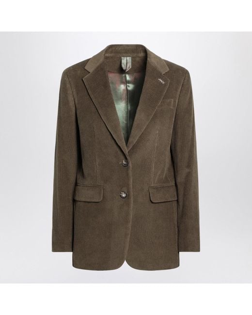 Max Mara Green Ribbed Single-Breasted Jacket