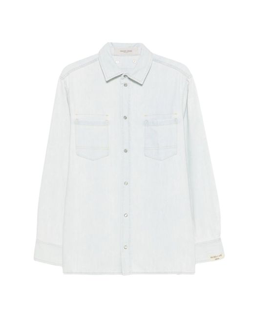 Golden Goose Deluxe Brand White Journey M's Over Shirt Pedro Pastel Full Sky Wash